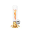 Tischfeuer mit goldenem Fuss und Glaszylinder