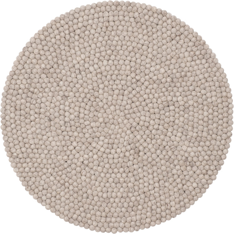 Filzkugelteppich Béla Rund|Beige meliert|von myfelt|Verschiedene Größen