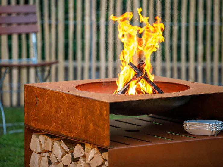 Feuerschale light my fire.cube aus wetterfestem Stahl|von Keilbach|80 x 80 x 44 cm