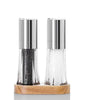 AdHoc Set-Pfeffer- und Salzmühlen MENAGE CRYSTAL|Tablett aus Akazienholz|Höhe 17,5