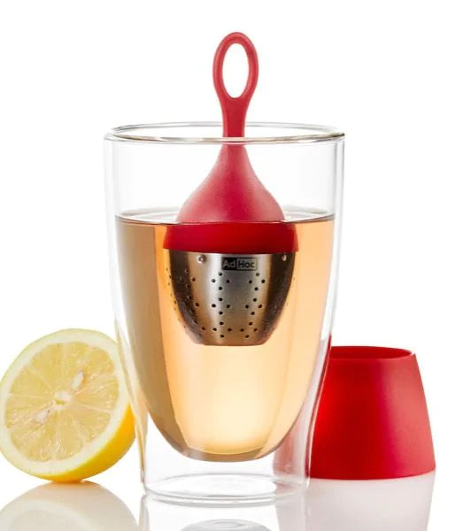 Teeglas mit schwimmendem Teeeifilter ,Modell Rot