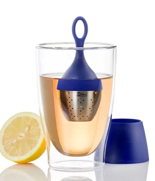 Teeglas mit schwimmendem Teeeifilter ,modell Blau